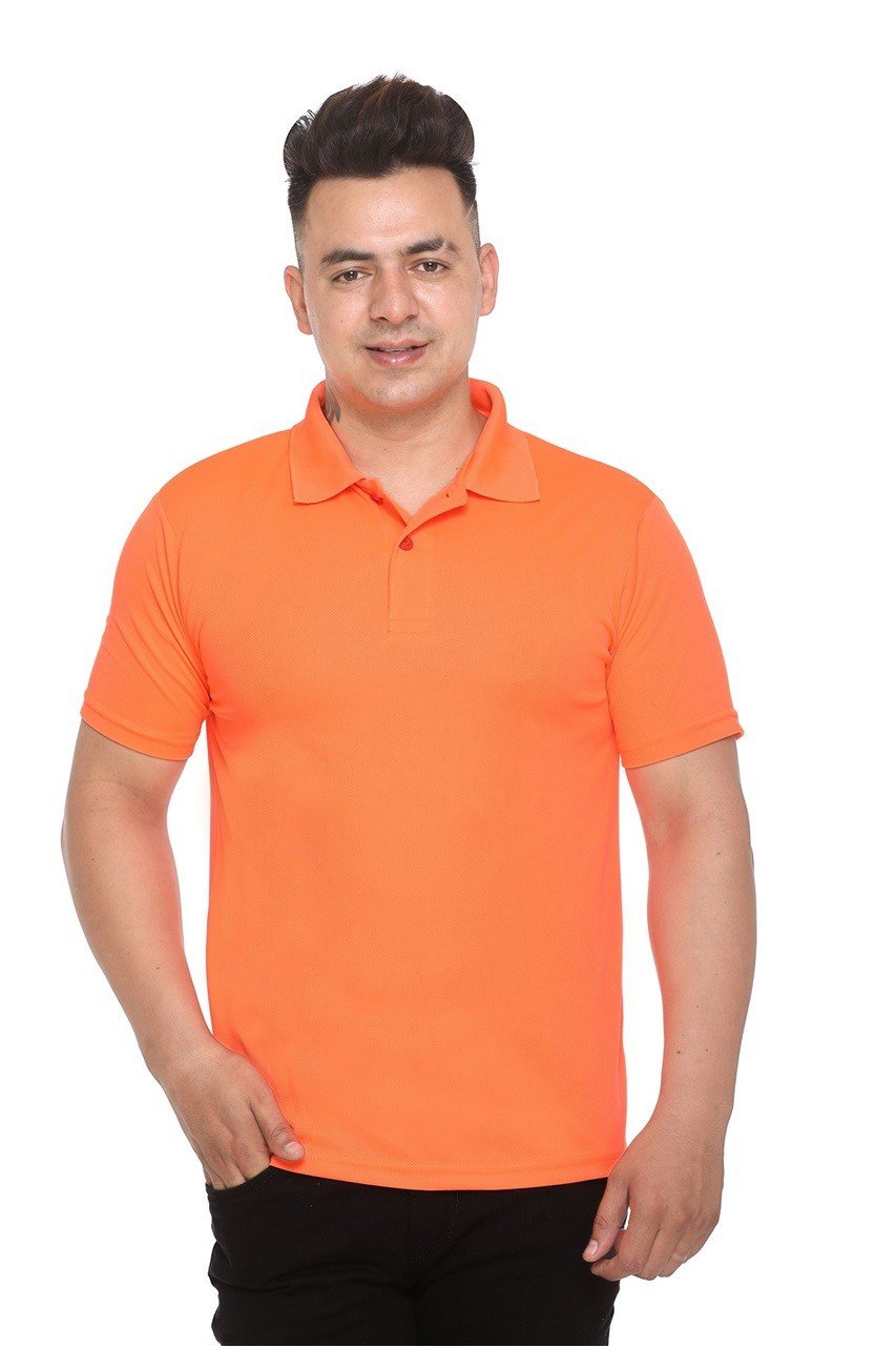 Orange -Sports Republic Acti-Play Dryfit /Color Polo T-Shirts - Men