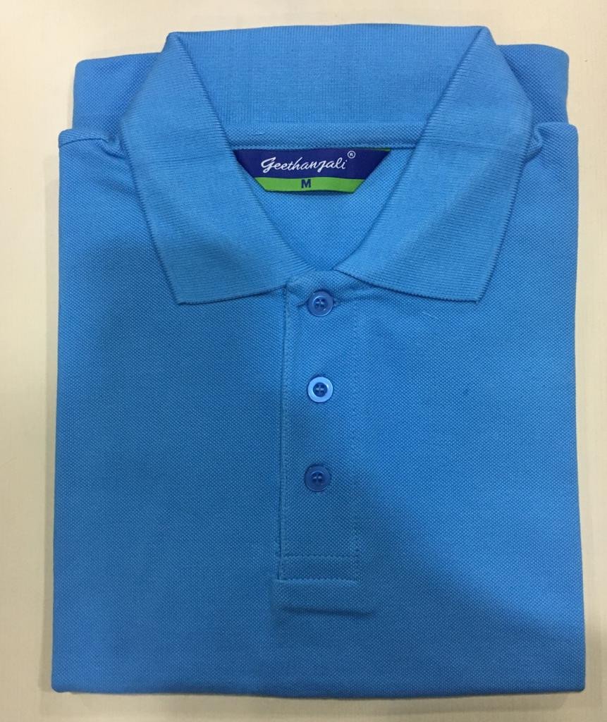 Sky Blue-Geethanjali Polo Neck T shirt