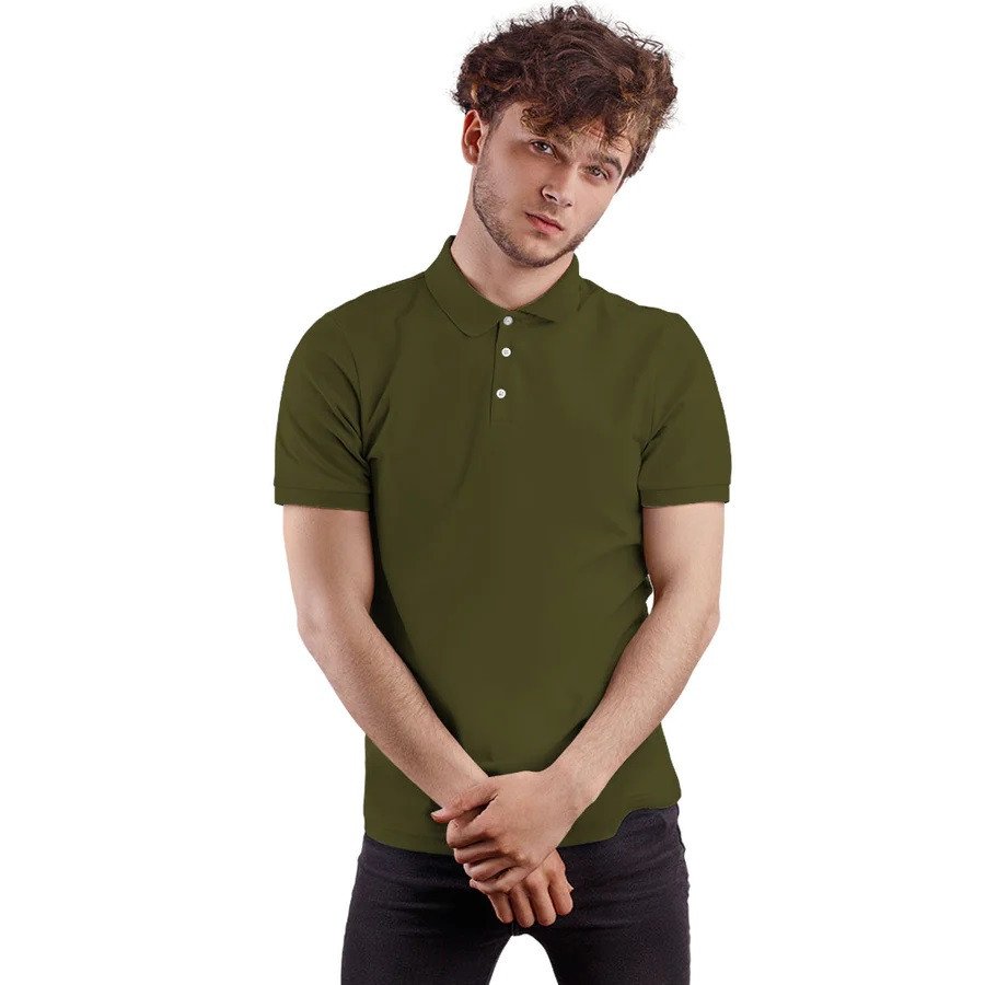 Cotton PQ-Olive Green Polo T-Shirt