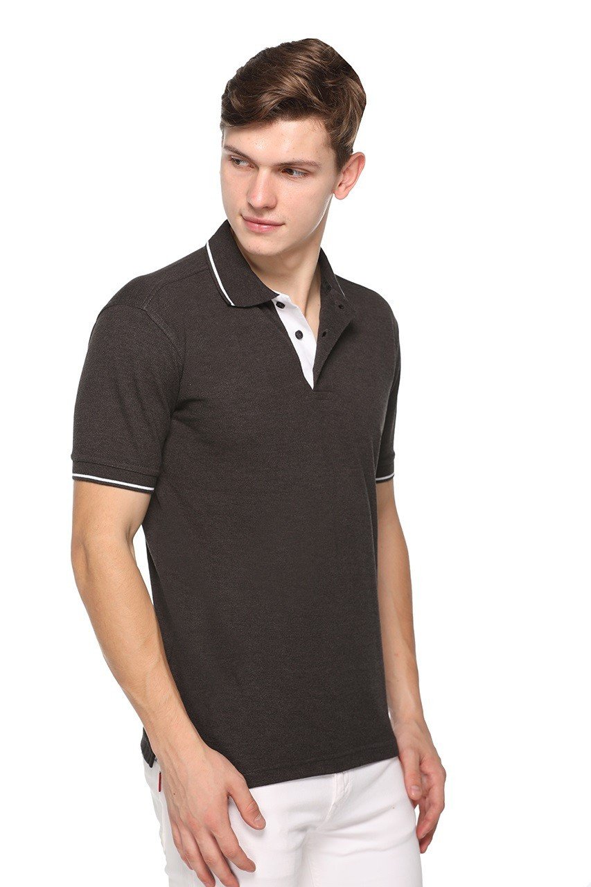 Charcoal Grey-Pikmee Highline Single Tipping  T-shirt