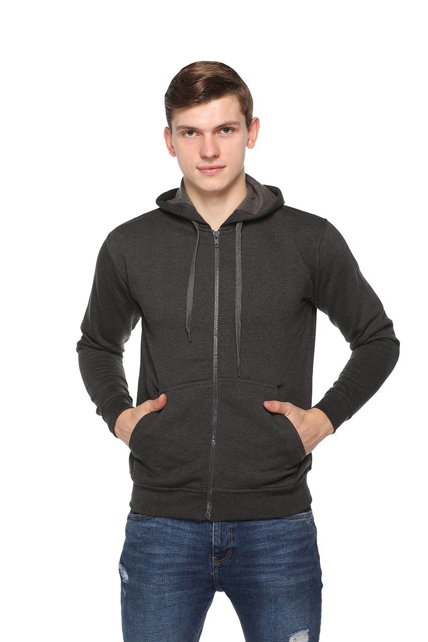 Pikmee Zero Degree Charcoal Melange Zipper Hoodie