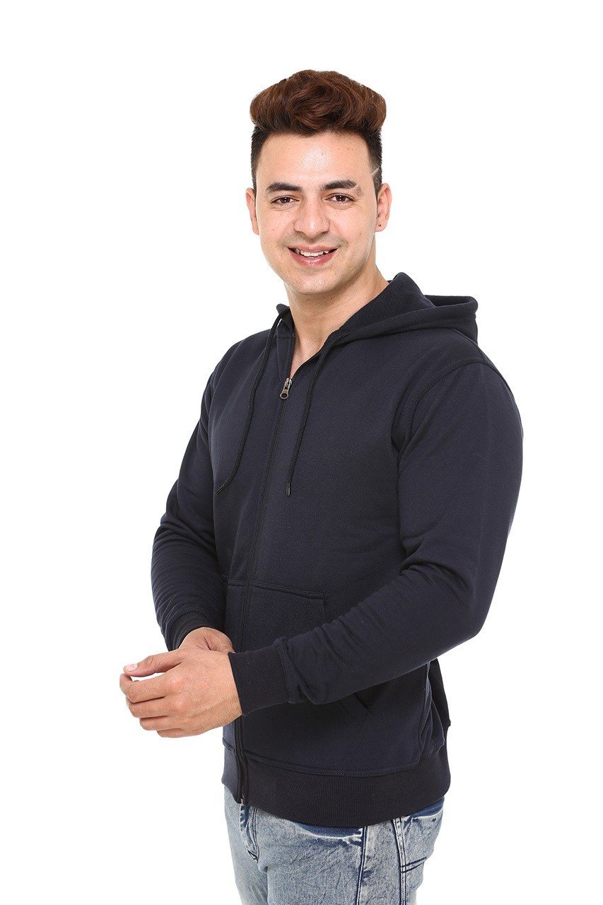 Blue-Polaris Navy  Zipper Hoodie