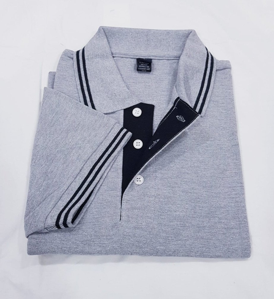 Grey-Chrome Double-Tipping 230 GSM Cotton T-Shirt