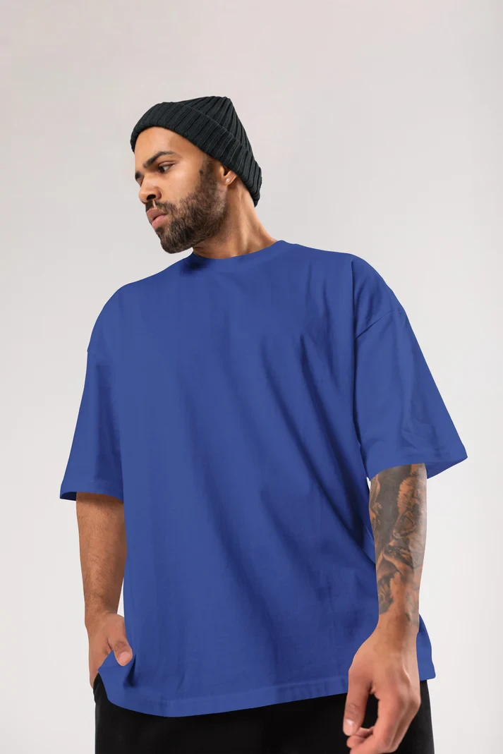 French Terry cotton Oversize T-Shirt Manufacturer - Royal Blue