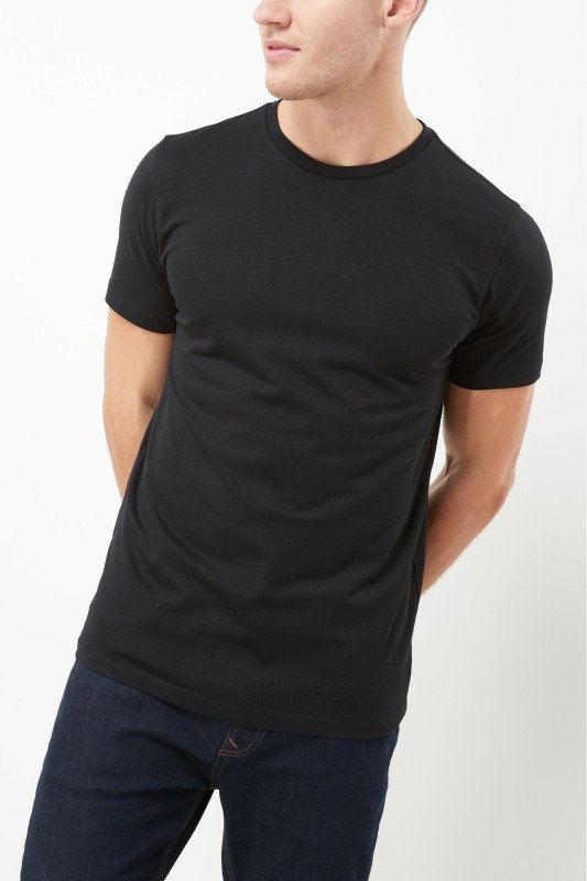 Black-Men's Cotton Plain T-shirt