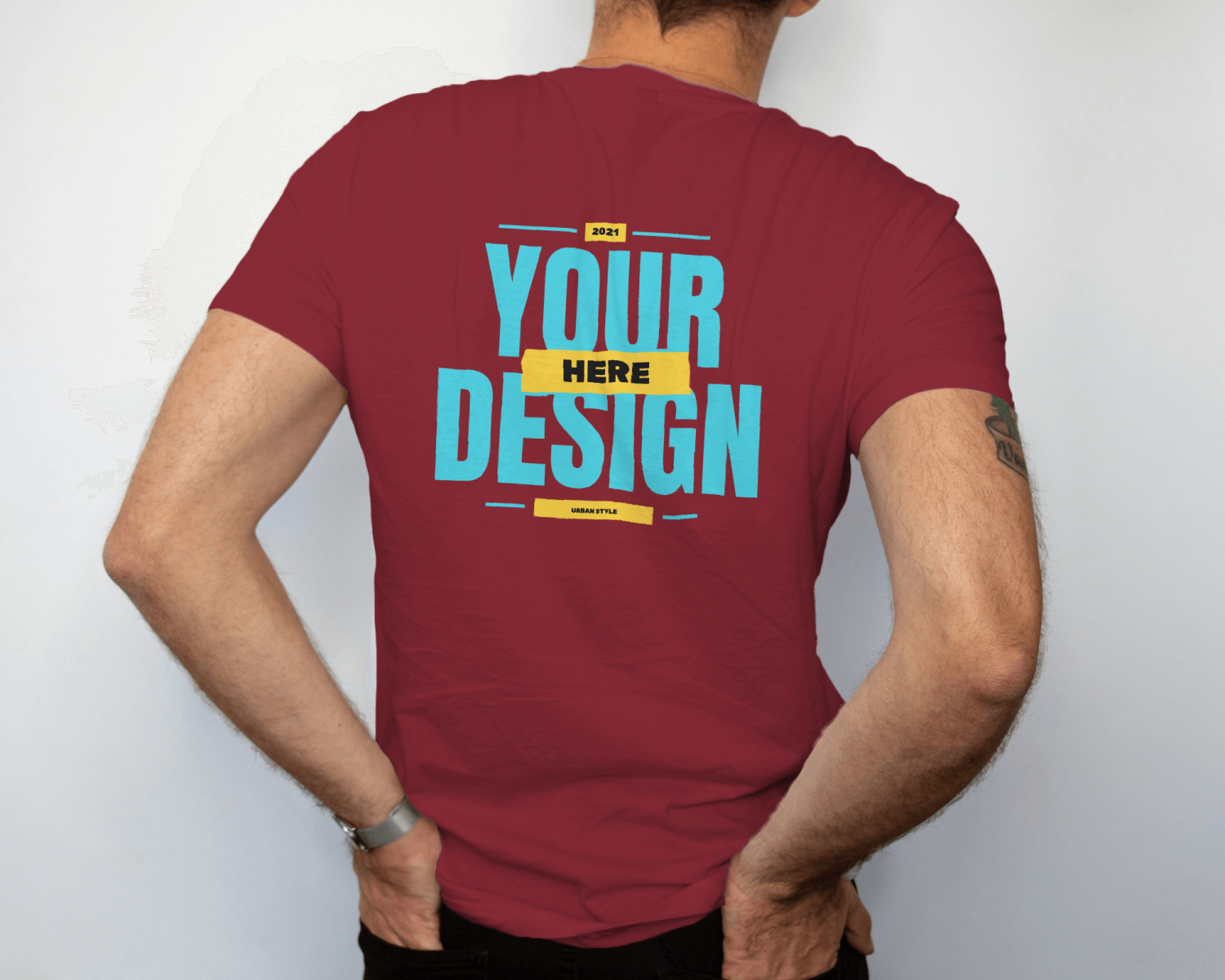 Maroon-Men's Customized Back print T-shirt