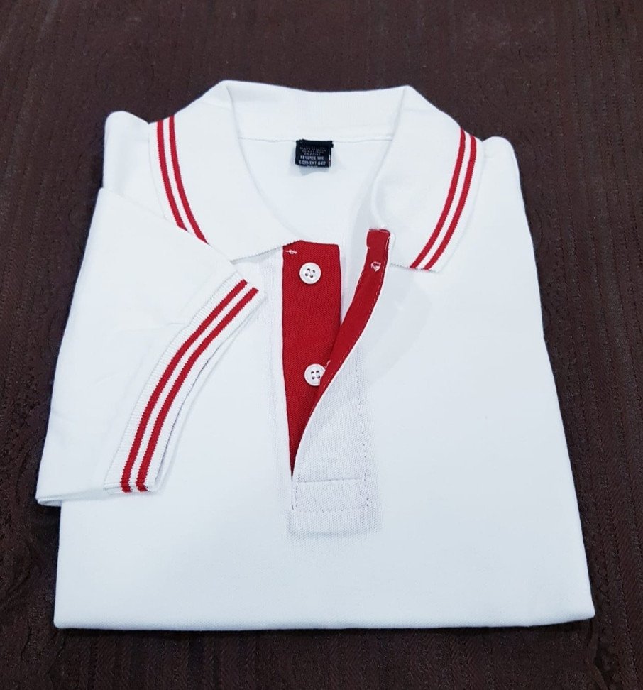 White-Chrome Double-Maroon Tipping 230 GSM Cotton T-Shirt